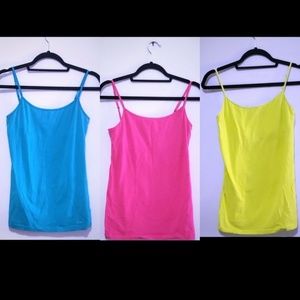 Set of 3 Tank Tops- L Blue/Green/Pink
